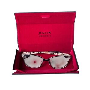 Kliik Denmark Women's Eyeglass Frames Cat Eye Black/Gold Cutout Design W/ Case‎